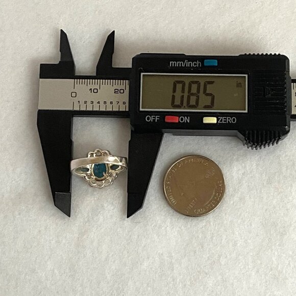 Sterling Silver 925 Blue White Topaz Multi Gemstone Stone Floral Ring Sz 6.75 - Picture 13 of 16